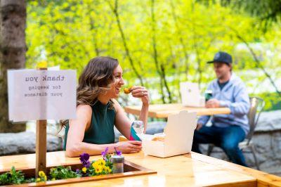 Social distancing at a restaurant